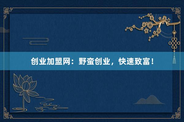 创业加盟网：野蛮创业，快速致富！