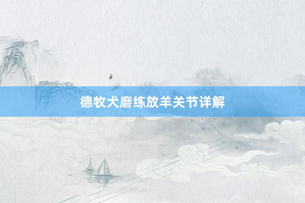 德牧犬磨练放羊关节详解